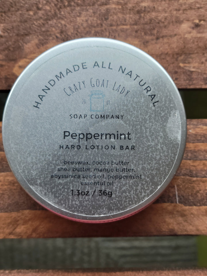 Peppermint Lotion Bar – Natural Moisturizer for Dry Skin with Beeswax, Shea Butter, and Mango Butter