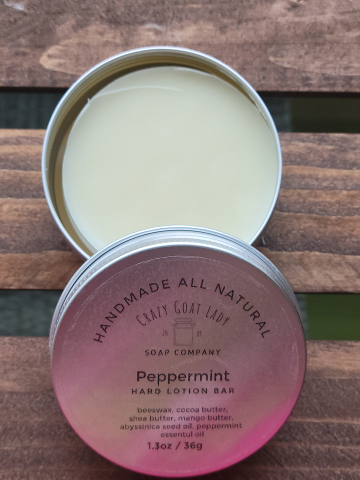 Peppermint Lotion Bar – Natural Moisturizer for Dry Skin with Beeswax, Shea Butter, and Mango Butter