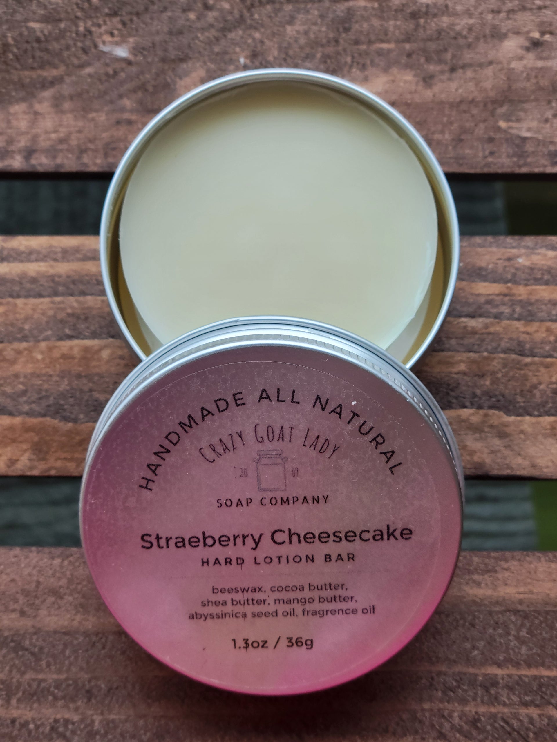 Strawberry Cheesecake Lotion Bar – Natural Beeswax Moisturizer for Dry Skin with Shea Butter & Mango Butter