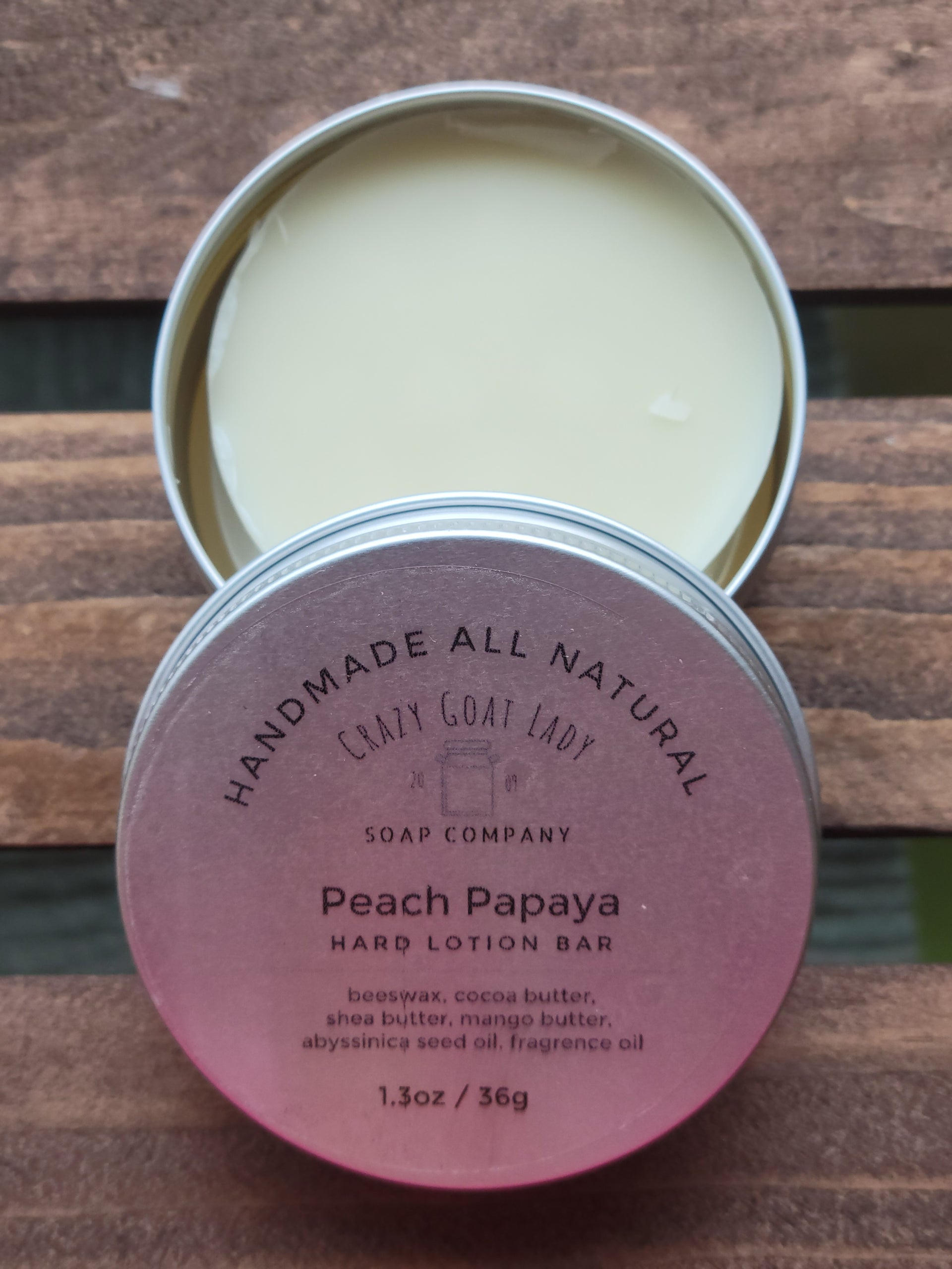 Peach Papaya Lotion Bar for Dry Skin – Natural, Handmade, Travel-Friendly Moisturizer with Beeswax & Shea Butter